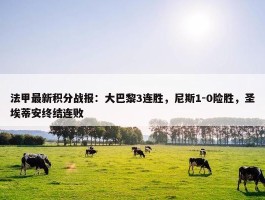 法甲最新积分战报：大巴黎3连胜，尼斯1-0险胜，圣埃蒂安终结连败