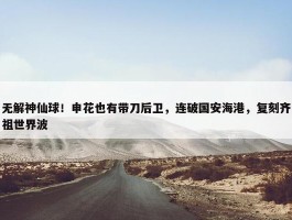 无解神仙球！申花也有带刀后卫，连破国安海港，复刻齐祖世界波