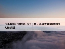 小米智能门锁M30 Pro开售，小米首款3D结构光人脸识别