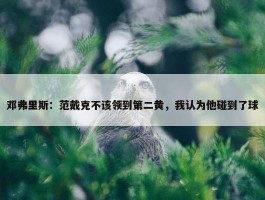 邓弗里斯：范戴克不该领到第二黄，我认为他碰到了球