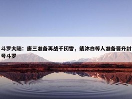 斗罗大陆：唐三准备再战千仞雪，戴沐白等人准备晋升封号斗罗