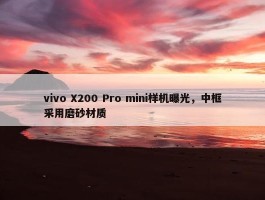 vivo X200 Pro mini样机曝光，中框采用磨砂材质