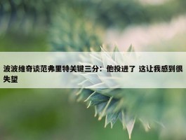 波波维奇谈范弗里特关键三分：他投进了 这让我感到很失望