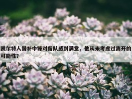 凯尔特人替补中锋对留队感到满意，他从未考虑过离开的可能性？