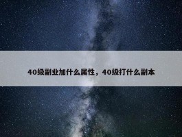 40级副业加什么属性，40级打什么副本