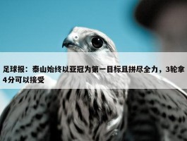 足球报：泰山始终以亚冠为第一目标且拼尽全力，3轮拿4分可以接受