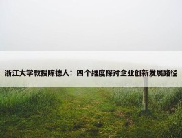 浙江大学教授陈德人：四个维度探讨企业创新发展路径