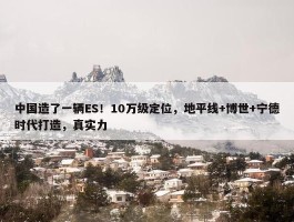 中国造了一辆ES！10万级定位，地平线+博世+宁德时代打造，真实力