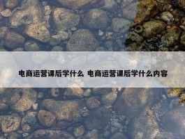 电商运营课后学什么 电商运营课后学什么内容