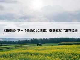 《铁拳8》下一个角色DLC泄露：泰拳冠军“法克拉姆”