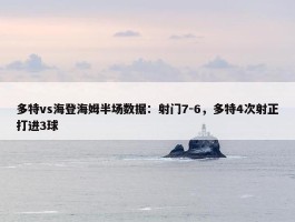 多特vs海登海姆半场数据：射门7-6，多特4次射正打进3球