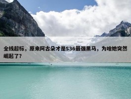 全线超标，原来阿古朵才是S36最强黑马，为啥她突然崛起了？