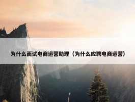 为什么面试电商运营助理（为什么应聘电商运营）