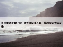 自由市场没有好货？考大将军没人要，26岁状元秀太可惜