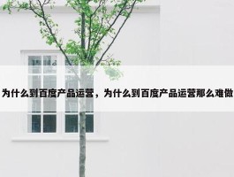 为什么到百度产品运营，为什么到百度产品运营那么难做