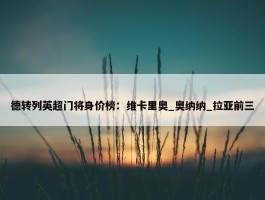 德转列英超门将身价榜：维卡里奥_奥纳纳_拉亚前三