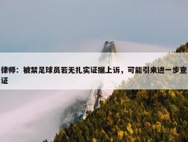 律师：被禁足球员若无扎实证据上诉，可能引来进一步查证