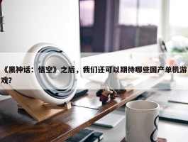 《黑神话：悟空》之后，我们还可以期待哪些国产单机游戏？