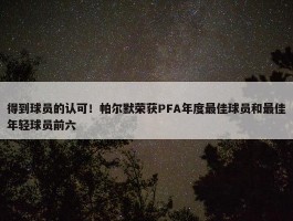 得到球员的认可！帕尔默荣获PFA年度最佳球员和最佳年轻球员前六