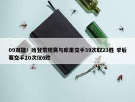 09双雄！哈登常规赛与库里交手39次取23胜 季后赛交手20次仅6胜