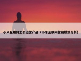 小米互联网怎么运营产品（小米互联网营销模式分析）