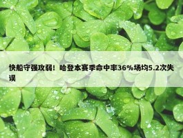 快船守强攻弱！哈登本赛季命中率36%场均5.2次失误