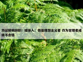 热议姚明辞职！媒体人：他是理想主义者 作为管理者成绩不合格