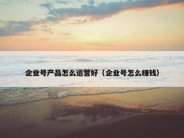 企业号产品怎么运营好（企业号怎么赚钱）