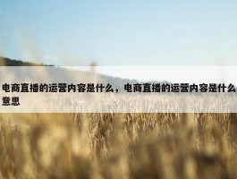 电商直播的运营内容是什么，电商直播的运营内容是什么意思