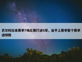 巴尔科拉本赛季7场比赛打进5球，追平上赛季整个赛季进球数