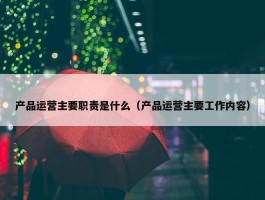 产品运营主要职责是什么（产品运营主要工作内容）