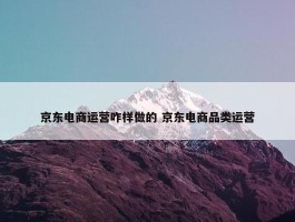 京东电商运营咋样做的 京东电商品类运营