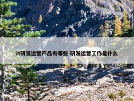 it研发运营产品有哪些 研发运营工作是什么