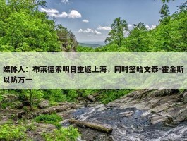 媒体人：布莱德索明日重返上海，同时签哈文泰-霍金斯以防万一