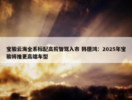 宝骏云海全系标配高阶智驾入市 韩德鸿：2025年宝骏将推更高端车型