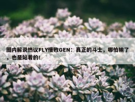 圈内解说热议FLY惜败GEN：真正的斗士，哪怕输了，也是站着的！