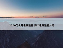 1000怎么开电商运营 开个电商运营公司