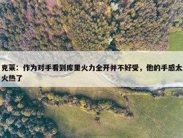 克莱：作为对手看到库里火力全开并不好受，他的手感太火热了