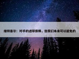 维特塞尔：对手的进球很棒，但我们本来可以避免的