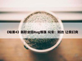 《暗黑4》新职业因Bug爆强 玩家：别改 让我们爽