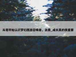 从零开始认识梦幻西游召唤兽，资质_成长真的很重要