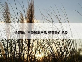 运营推广不能脱离产品 运营推广手段