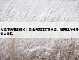 火舞传说限定曝光！裴擒虎无双至尊来袭，新英雄八神庵迎来降临