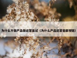 为什么不做产品做运营面试（为什么产品运营是鄙视链）