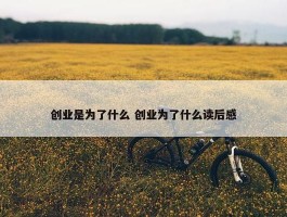 创业是为了什么 创业为了什么读后感