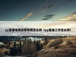 yy直播电商运营助理怎么样（yy直播工作怎么样）