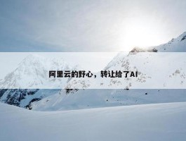 阿里云的野心，转让给了AI