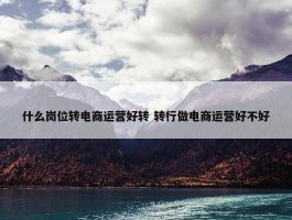 什么岗位转电商运营好转 转行做电商运营好不好