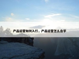 产品运营如何入行，产品运营怎么自学