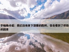 于帕梅卡诺：我们没有拿下想要的胜利，但也看到了积极的因素